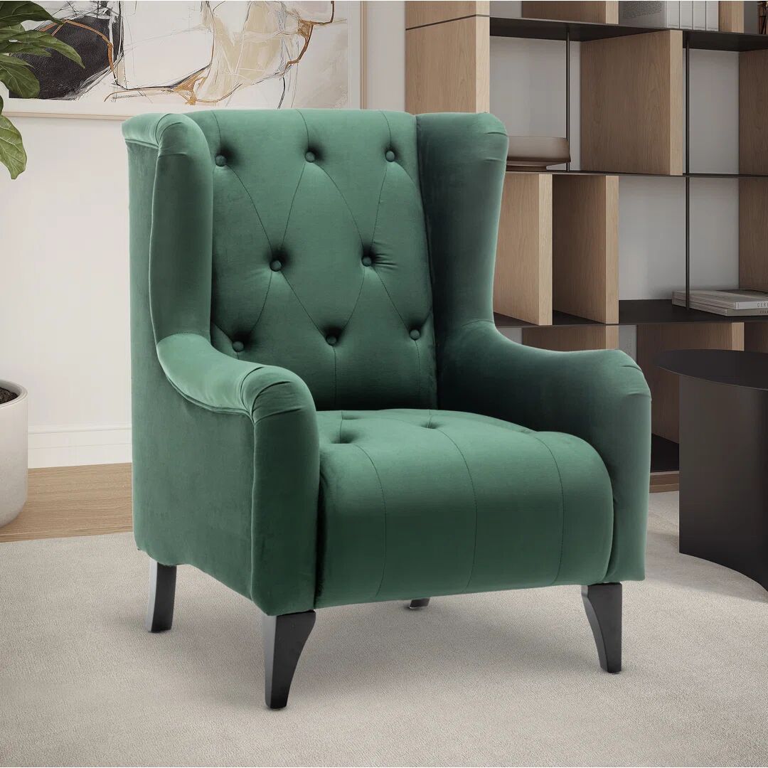 Photos - Chair Rosdorf Park Negaunee 83cm Wide Tufted green 102.0 H x 82.0 W x 83.0 D cm