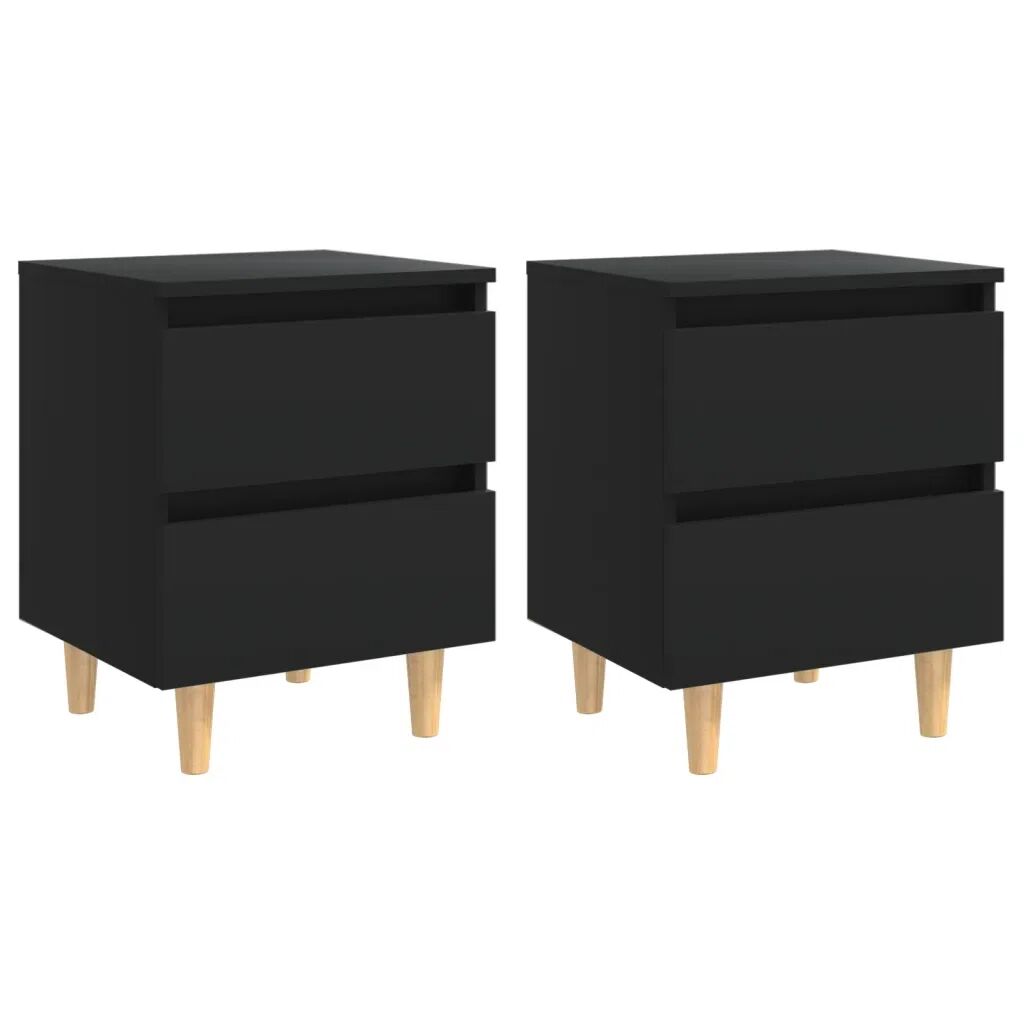 Photos - Dining Table SOLID Isabelline Sela 2 Drawer Bedside Table black 50.0 H x 40.0 W x 35.0 D cm 