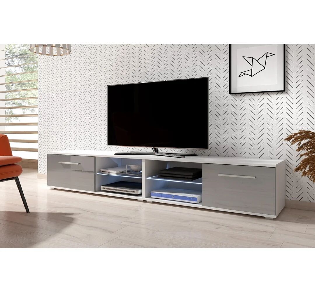 Photos - Mount/Stand Wade Logan Disalvo TV Stand for TVs up to 55" with LED Lighting gray/white