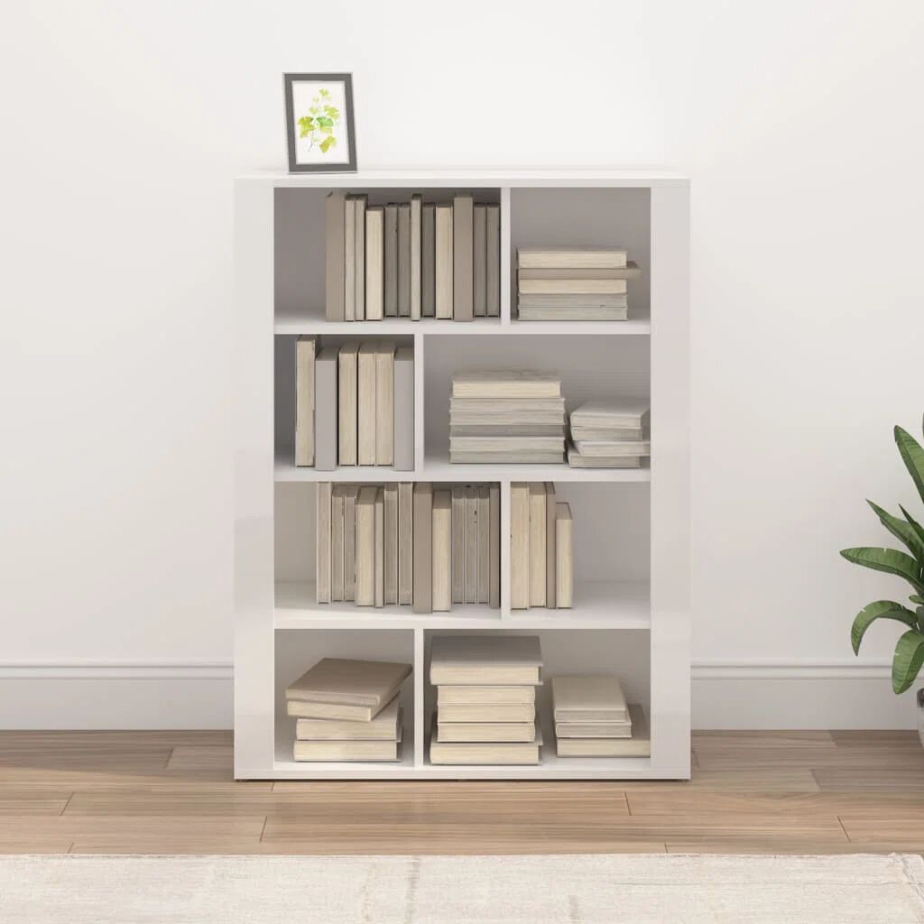 Photos - Wall Shelf Ebern Designs Janesse Bookcase white/brown 106.0 H x 80.0 W x 30.0 D cm