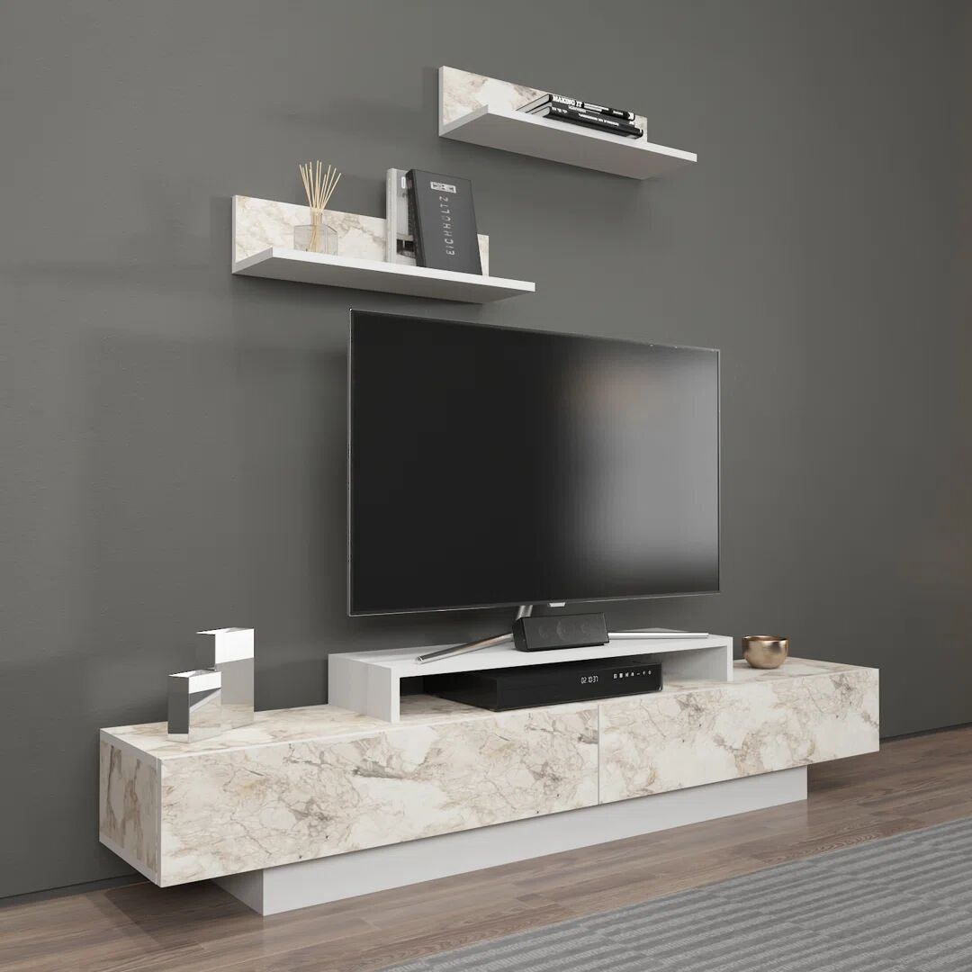Photos - Mount/Stand Zipcode Design Lusi Tv Stand white/black/brown 40.64 H cm