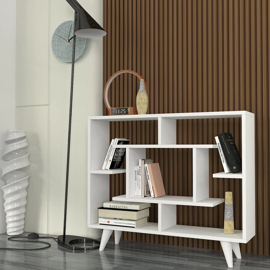 Photos - Wall Shelf Fjørde & Co Maris Bookcase brown/white 75.6 H x 90.0 W x 22.0 D cm