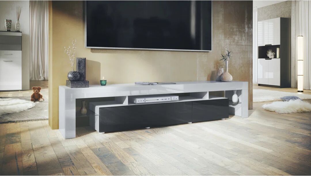 Photos - Mount/Stand Wade Logan Akatlar TV Stand for TVs up to 85" white/blue/black 38.0 H cm