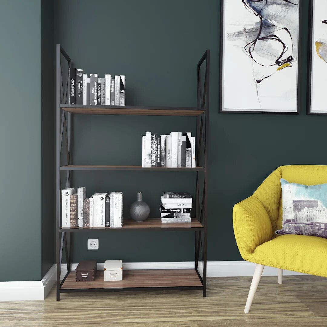 Photos - Wall Shelf Blue Elephant Altom Bookcase black/brown 149.86 H x 93.98 W x 33.02 D cm