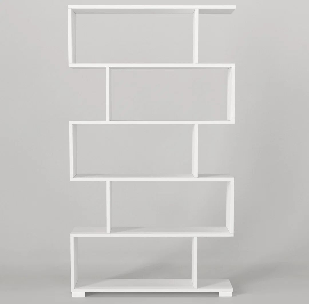 Photos - Wall Shelf 17 Stories Jaoni 160Cm H x 90Cm W Geometric Bookcase brown/white 160.0 H x