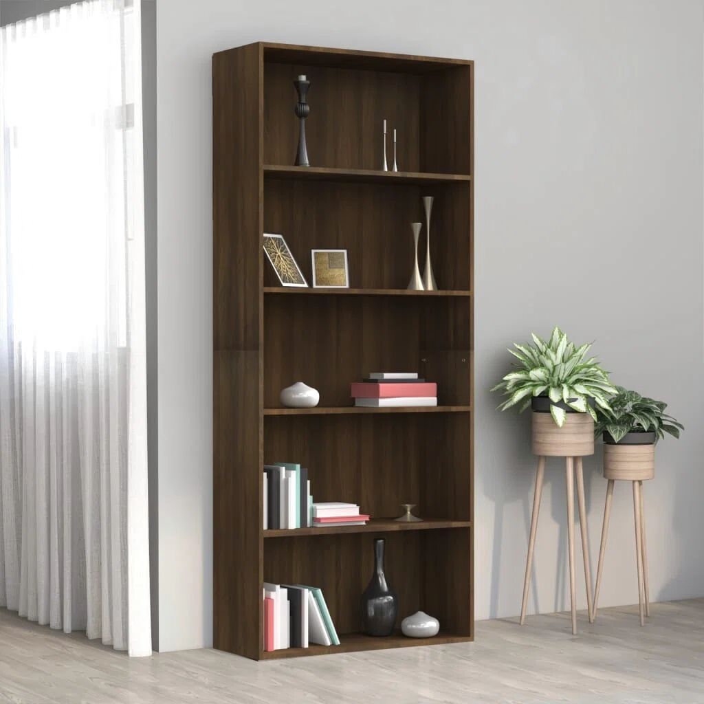 Photos - Wall Shelf Alpen Home 5-Tier Book Cabinet Smoked Oak 80X30x189 Cm Engineered Wood bro