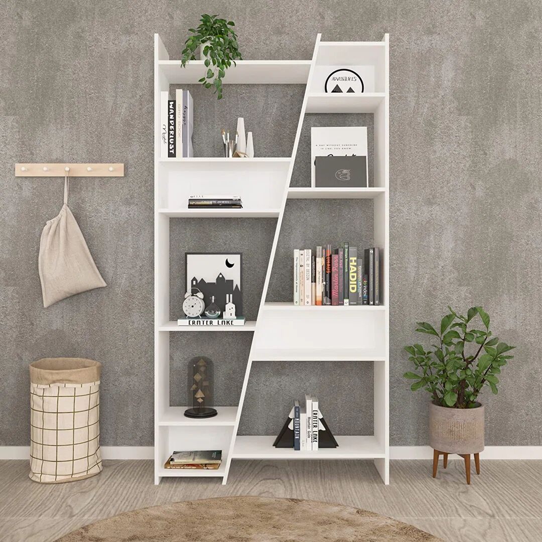 Photos - Wall Shelf Hashtag Home Gilchrist Bookcase white 179.0 H x 93.0 W x 30.0 D cm