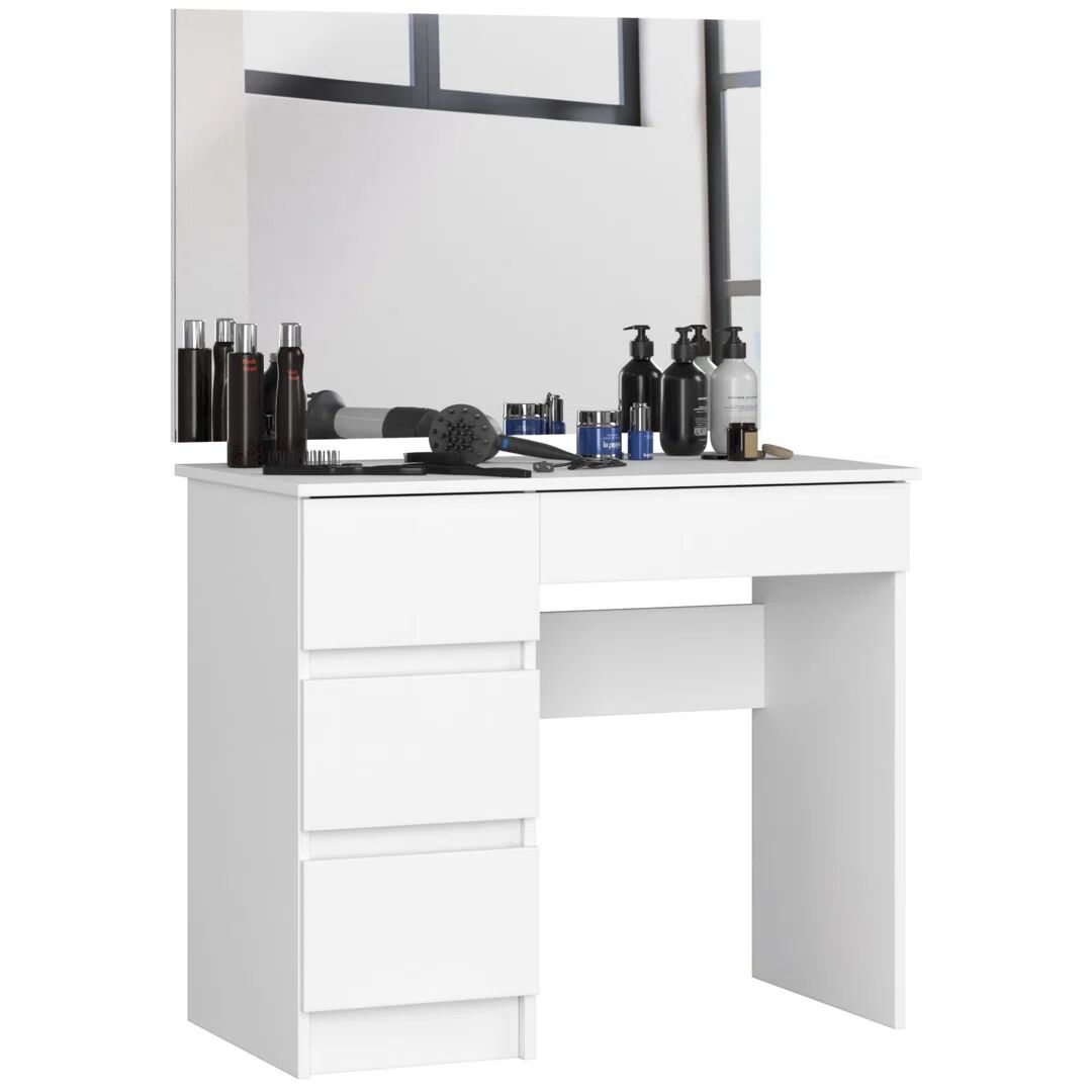 Photos - Dressing Table Ebern Designs Hadiatou  with Mirror brown/white 142.0 H x 90
