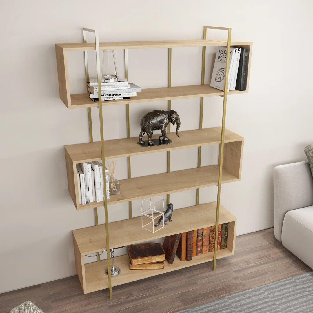 Photos - Wall Shelf Canora Grey 5 Tier Modern Bookcase Bookshelf Shelving Unit yellow 180.0 H