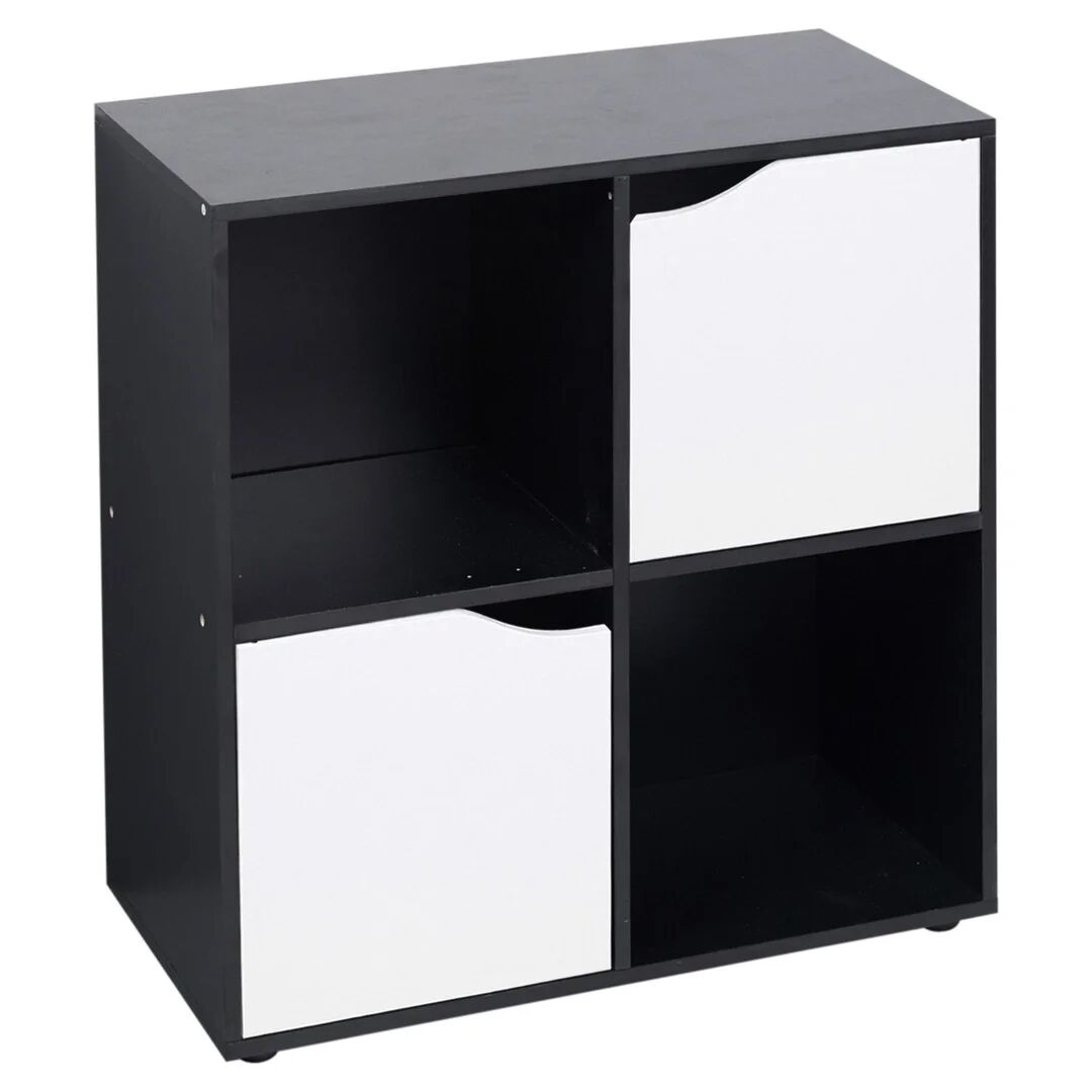 Photos - Wall Shelf 17 Stories Swarna 4 Cube Wooden Bookcase white/black 61.0 H x 60.0 W x 29.