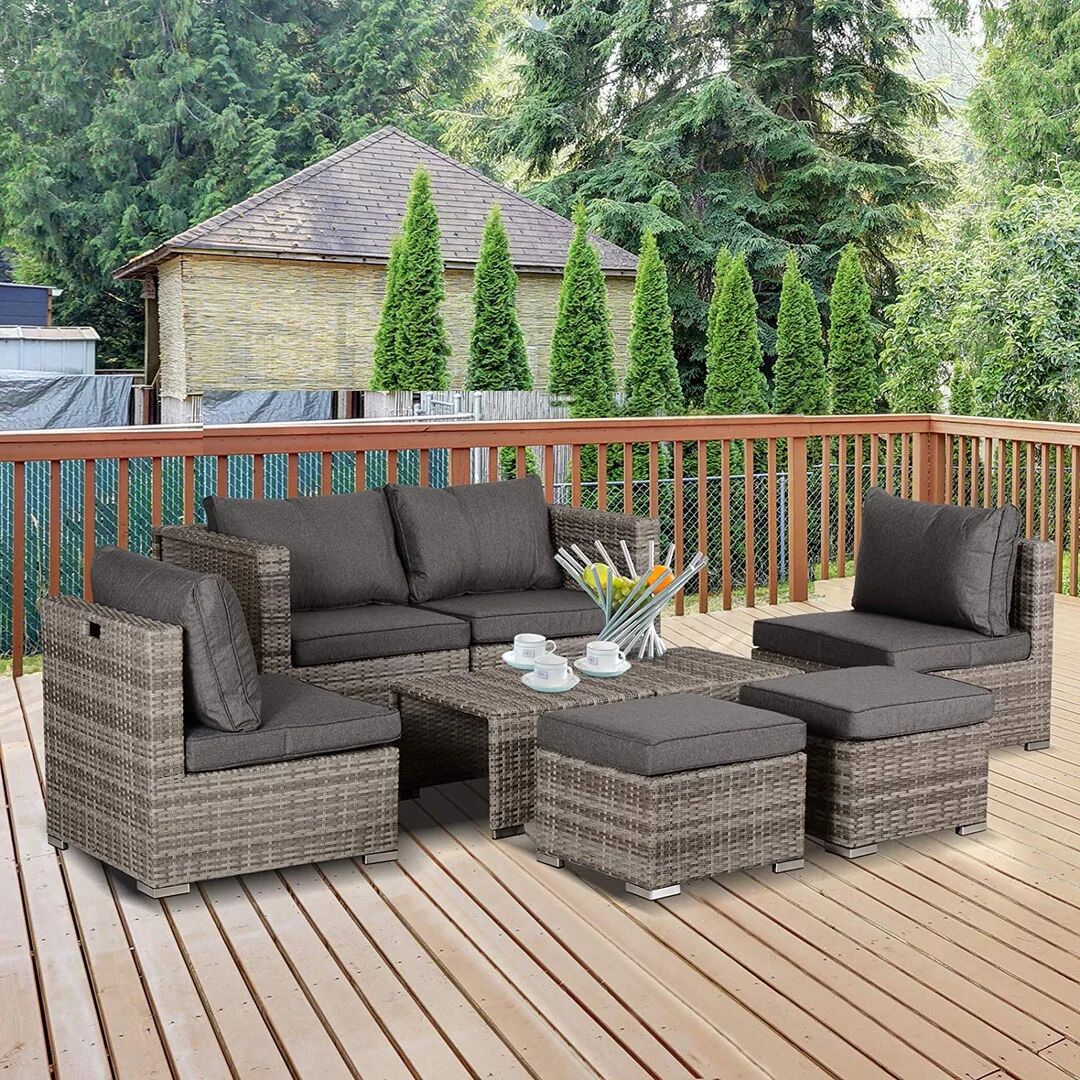 Photos - Garden Furniture Sol 27 Outdoor Aalijah 4 - Person Seating Group with Cushions gray 71.0 H