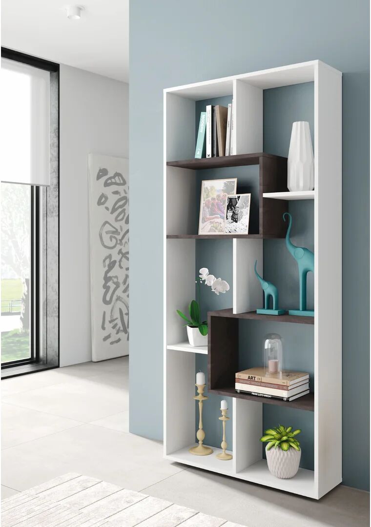 Photos - Wall Shelf Ebern Designs Colan Bookcase brown/white 180.0 H x 80.0 W x 25.0 D cm