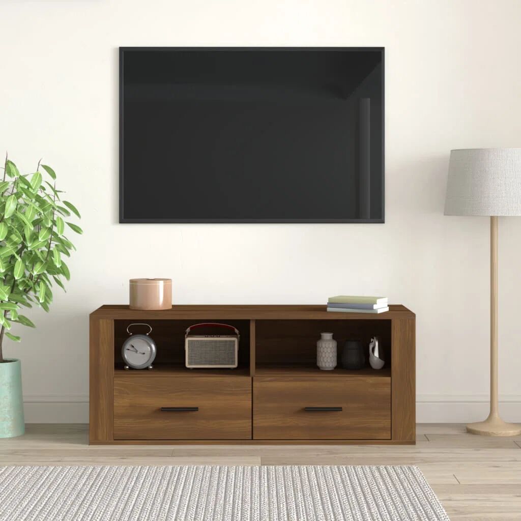 Photos - Mount/Stand 17 Stories TV Cabinet White 100X35x40 Cm Engineered Wood brown 40.0 H x 10