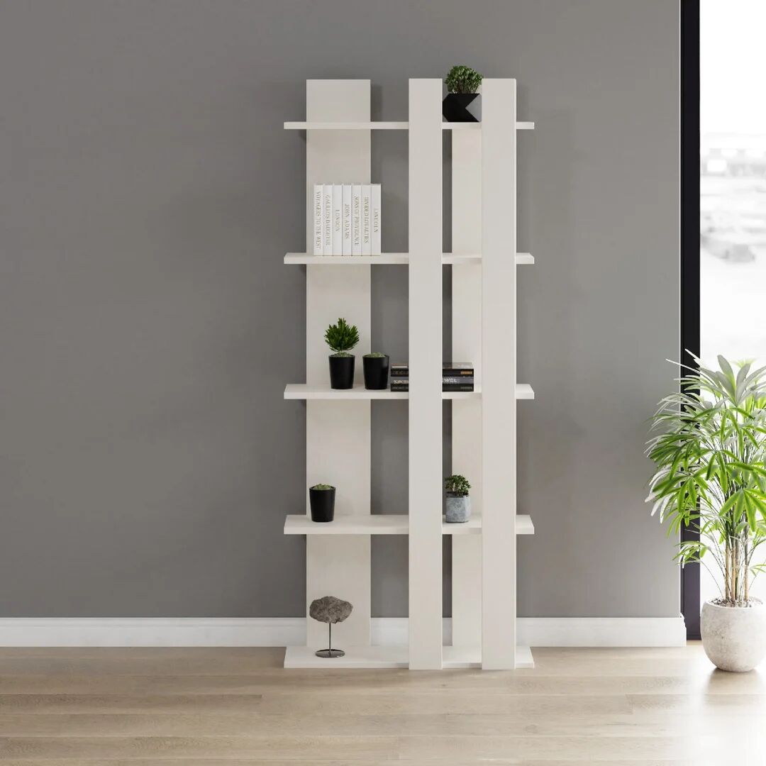 Photos - Wall Shelf Ebern Designs Acherman Bookcase white 180.0 H x 75.0 W x 20.0 D cm