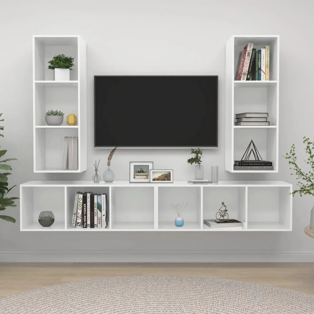 Photos - Mount/Stand GLOSS Ebern Designs Draxton TV Stand for TVs up to 88" white 107.0 H cm 