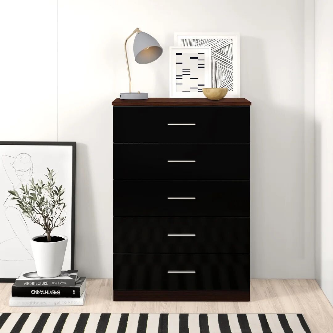 Photos - Dresser / Chests of Drawers Zipcode Design Eva 5 Drawer 70Cm W Chest Of Drawers black 100.0 H x 70.0 W