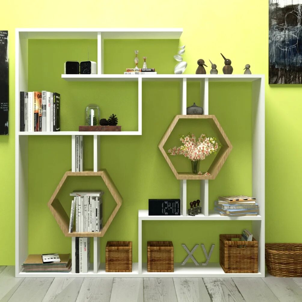 Photos - Wall Shelf Zipcode Design Swenson Bookcase white/brown 133.85 H x 133.85 W x 21.84 D