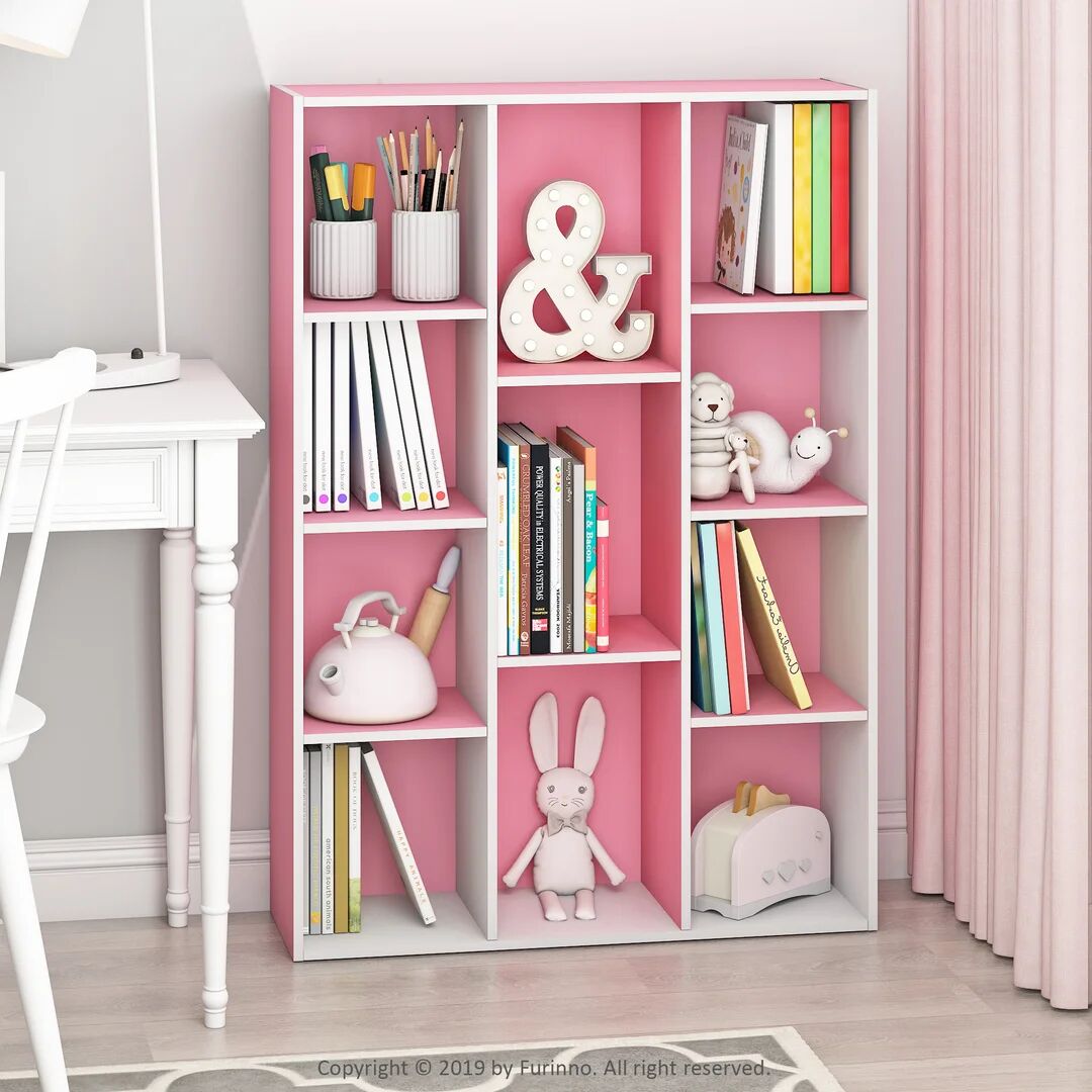 Photos - Wall Shelf Ebern Designs Placentia Bookcase pink/white 106.0 H x 74.0 W x 24.0 D cm