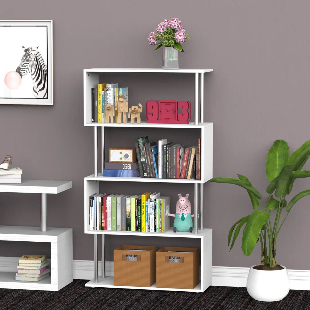 Photos - Wall Shelf Hashtag Home Charest S Shape Bookcase black 145.0 H x 80.0 W x 30.0 D cm