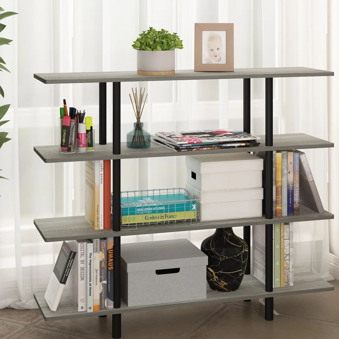 Photos - Wall Shelf Latitude Run Marcellina Bookcase gray 100.0 H x 120.0 W x 29.0 D cm