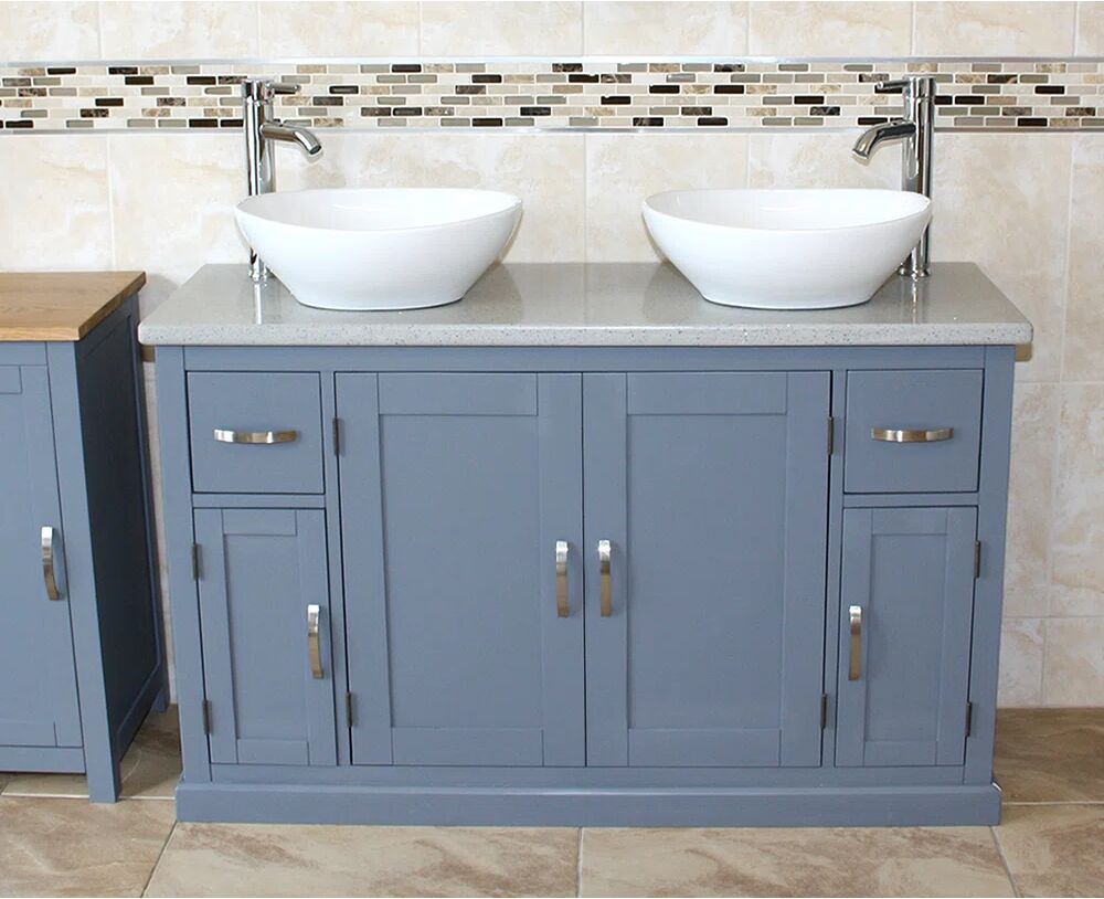 Photos - Wardrobe August Grove Regatta 123mm Free-standing Double Vanity Unit gray 90.0 H x