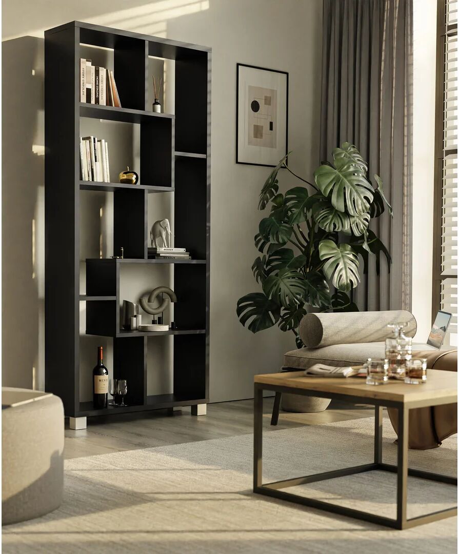 Photos - Wall Shelf Ebern Designs Cerwyn Bookcase black 156.0 H x 69.0 W x 25.0 D cm