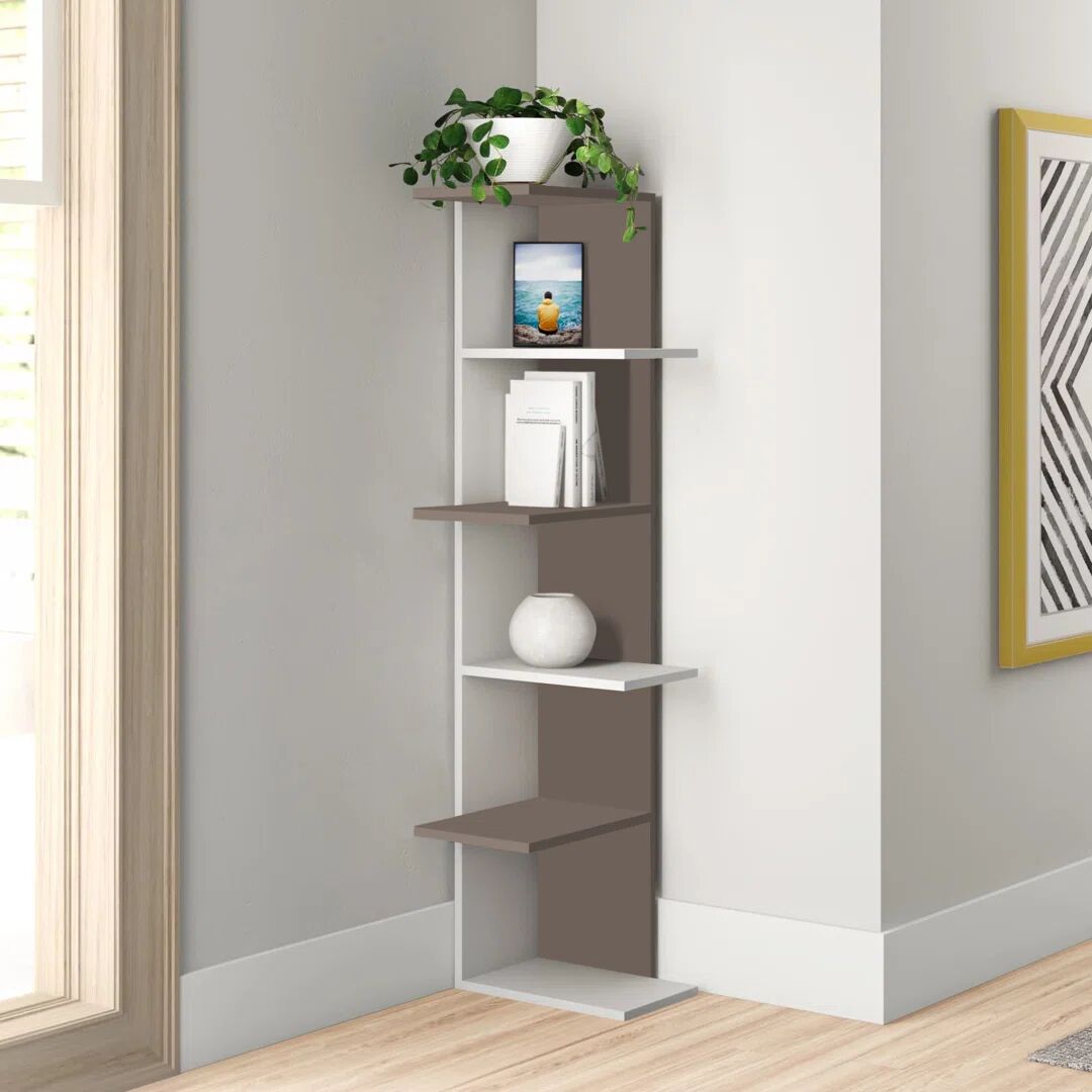 Photos - Wall Shelf Zipcode Design Corner Bookcase white 141.0 H x 37.0 W x 24.0 D cm