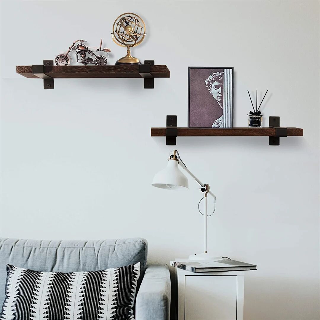 Photos - Kids Furniture Borough Wharf Snowcreek 2 Piece Paulownia Solid Wood Floating Shelf brown