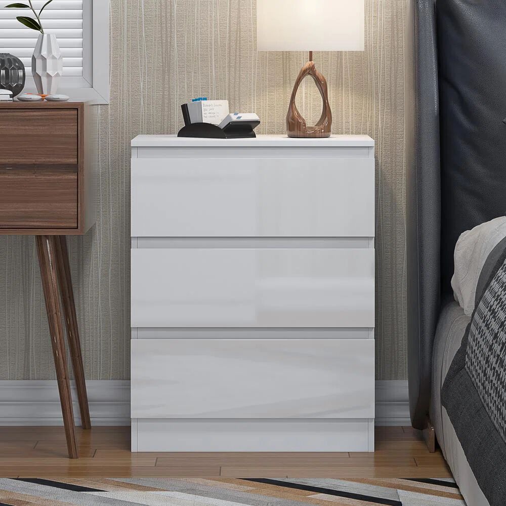 Photos - Dresser / Chests of Drawers Zipcode Design Francine 3 Drawer 60Cm W Chest Of Drawers white 77.0 H x 60