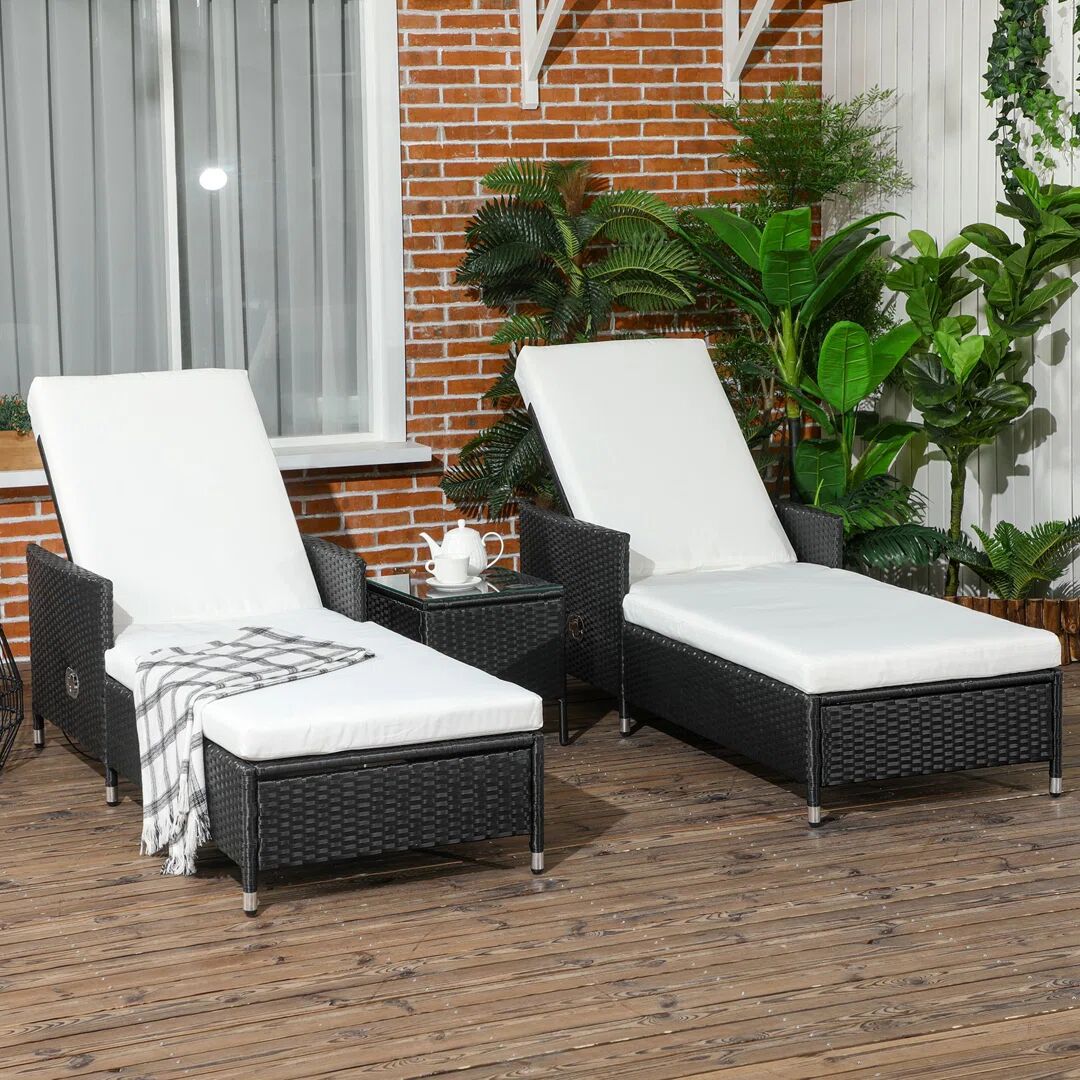 Photos - Garden Furniture Ebern Designs Lindamaria 198Cm Long black 101.0 H x 71.0 W x 198.0 D cm