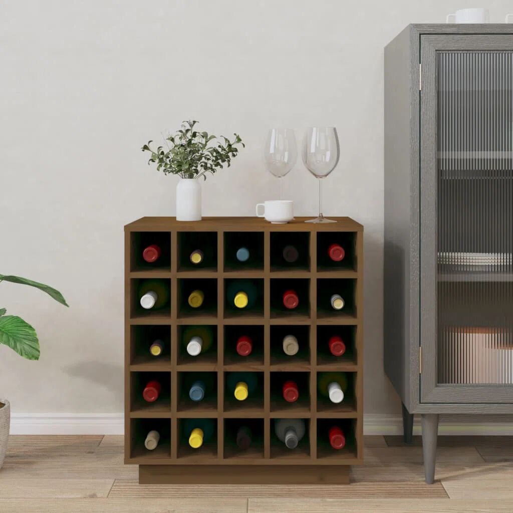Photos - Display Cabinet / Bookcase Brayden Studio Tyrel 25 Bottle Solid Wood Floor Wine Bottle & Glass Rack b