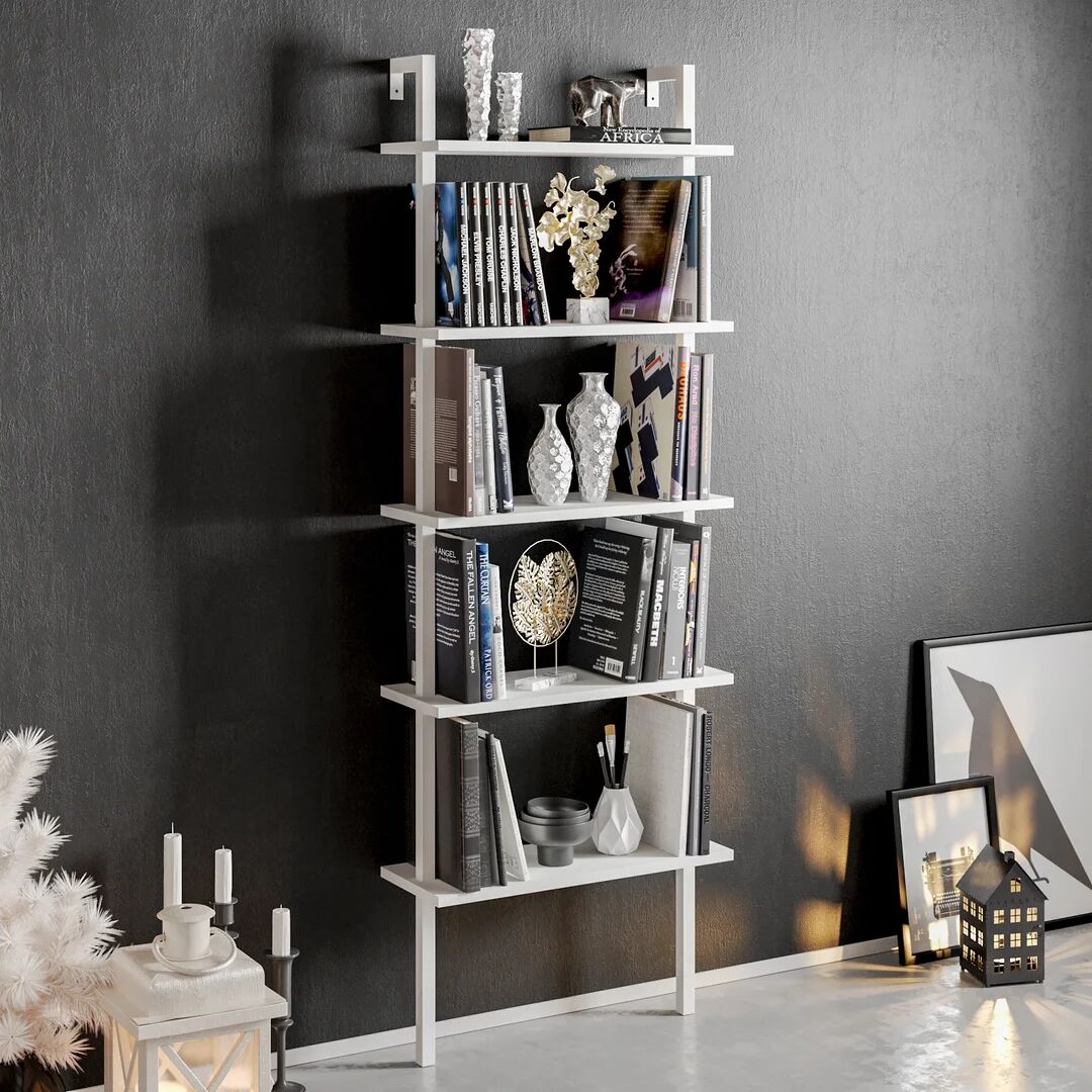 Photos - Wall Shelf Trent Austin Design Innes Ladder Bookcase white 173.99 H x 59.94 W x 22.1