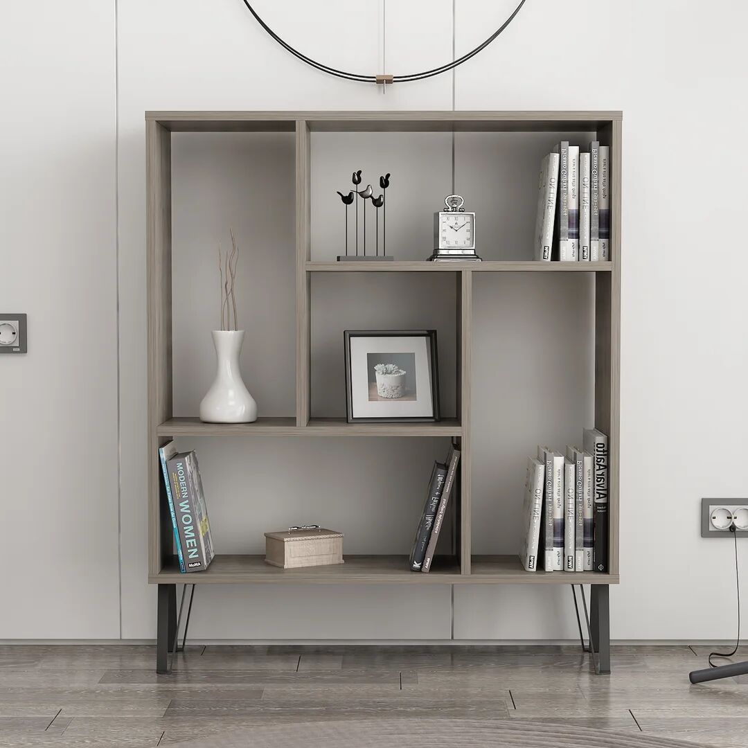 Photos - Wall Shelf Mercury Arven Bookcase white/brown 108.0 H x 90.0 W x 25.0 D cm 