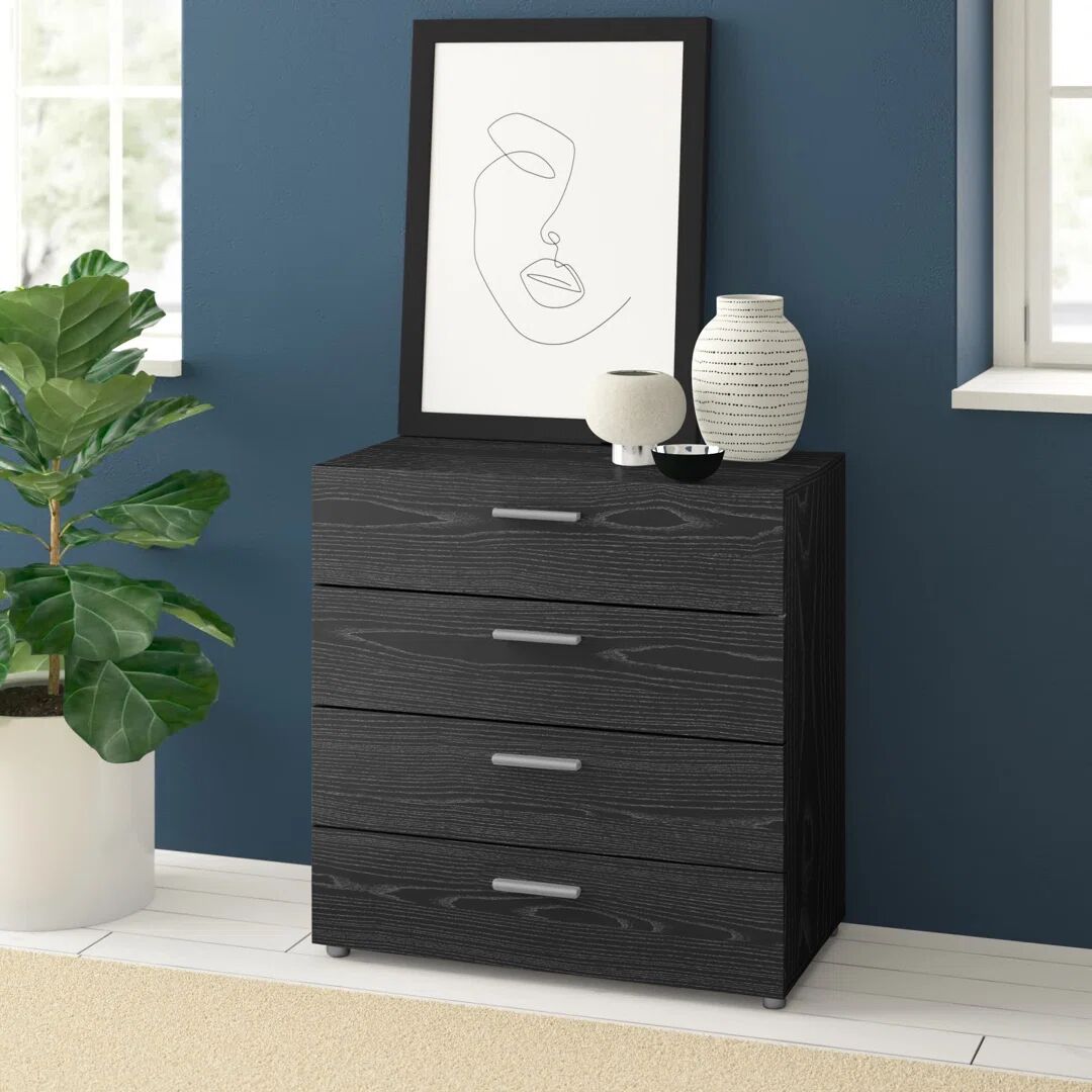 Photos - Dresser / Chests of Drawers Ebern Designs Diamone 4 Drawer 80.2cm W Chest black 68.1 H x 80.2 W cm