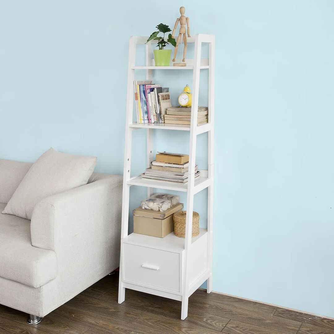 Photos - Wall Shelf Brambly Cottage Jedidiah Ladder Bookcase brown/white 160.0 H x 44.0 W x 20