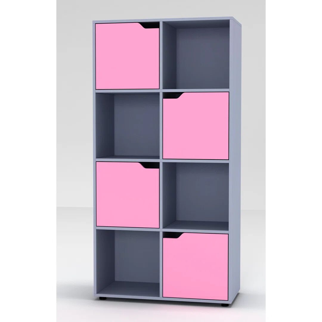Photos - Wall Shelf 17 Stories 8 Cube Oak Bookcases + 4 Grey Doors pink/gray 119.0 H x 60.0 W