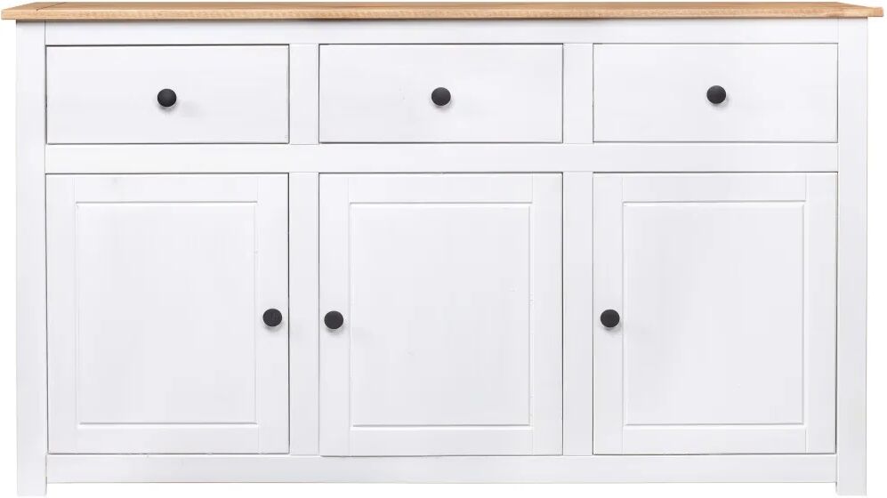 Photos - Storage Сabinet August Grove Marrerro 135 Cm Wide 3 Drawer Solid Wood Sideboard white 80.0