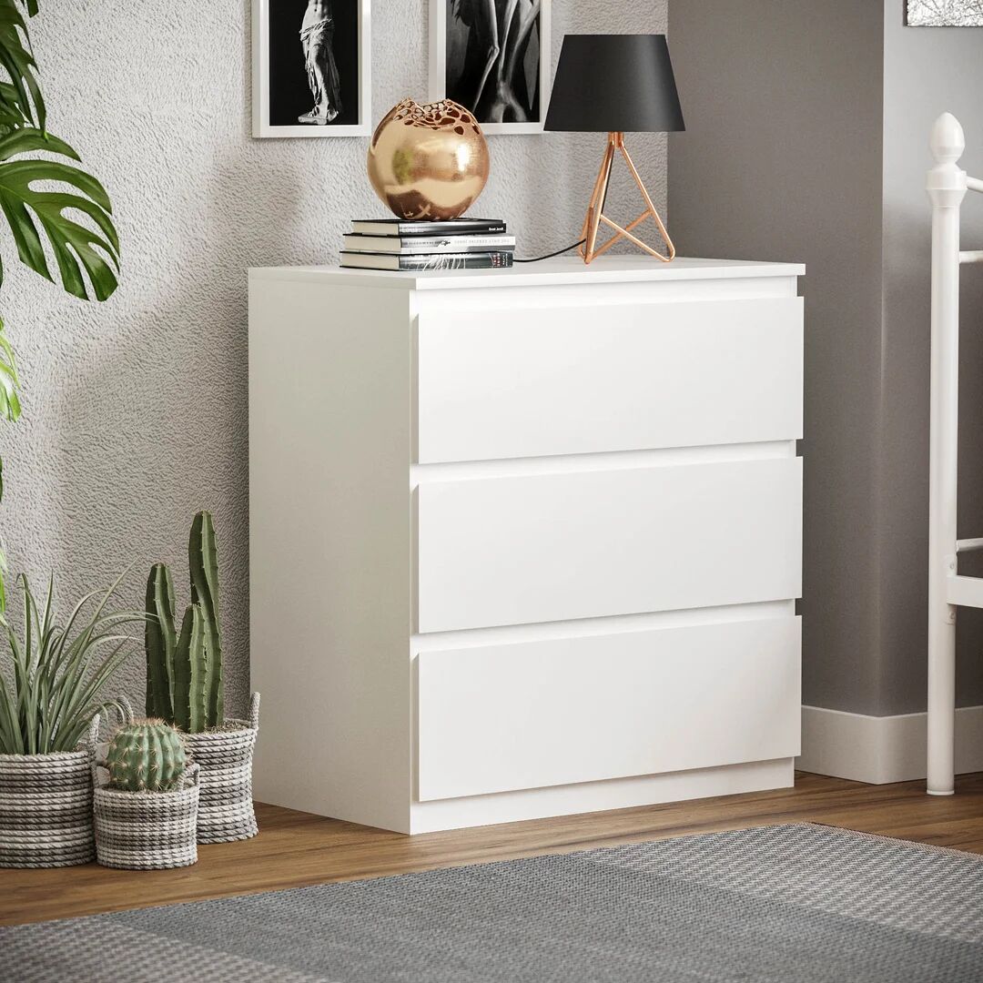 Photos - Dresser / Chests of Drawers 17 Stories Cunha 3 Drawer 70cm W Chest Of Drawers white 77.5 H x 70.0 W x