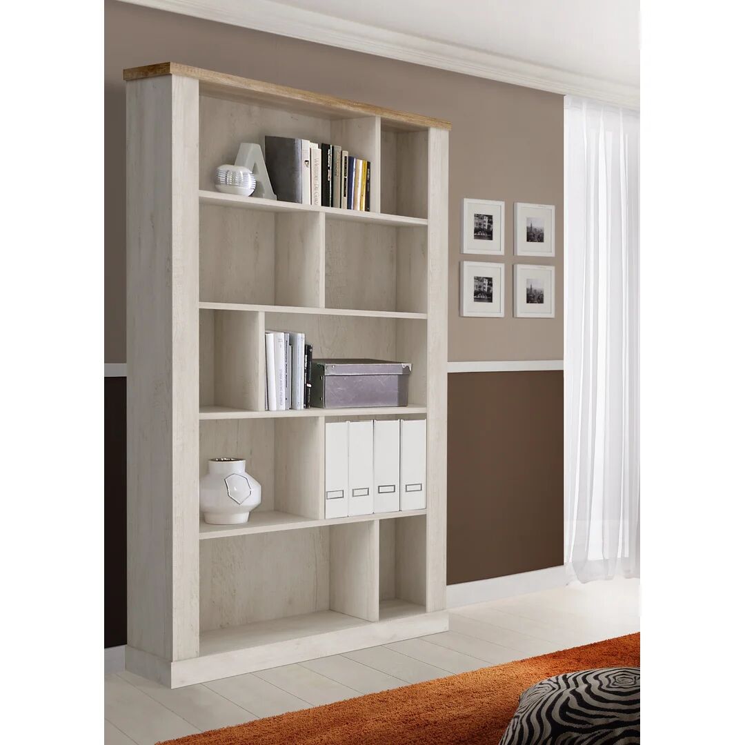 Photos - Wall Shelf Gracie Oaks Nuzzo Bookcase brown/gray/white 212.0 H x 114.4 W x 41.3 D cm
