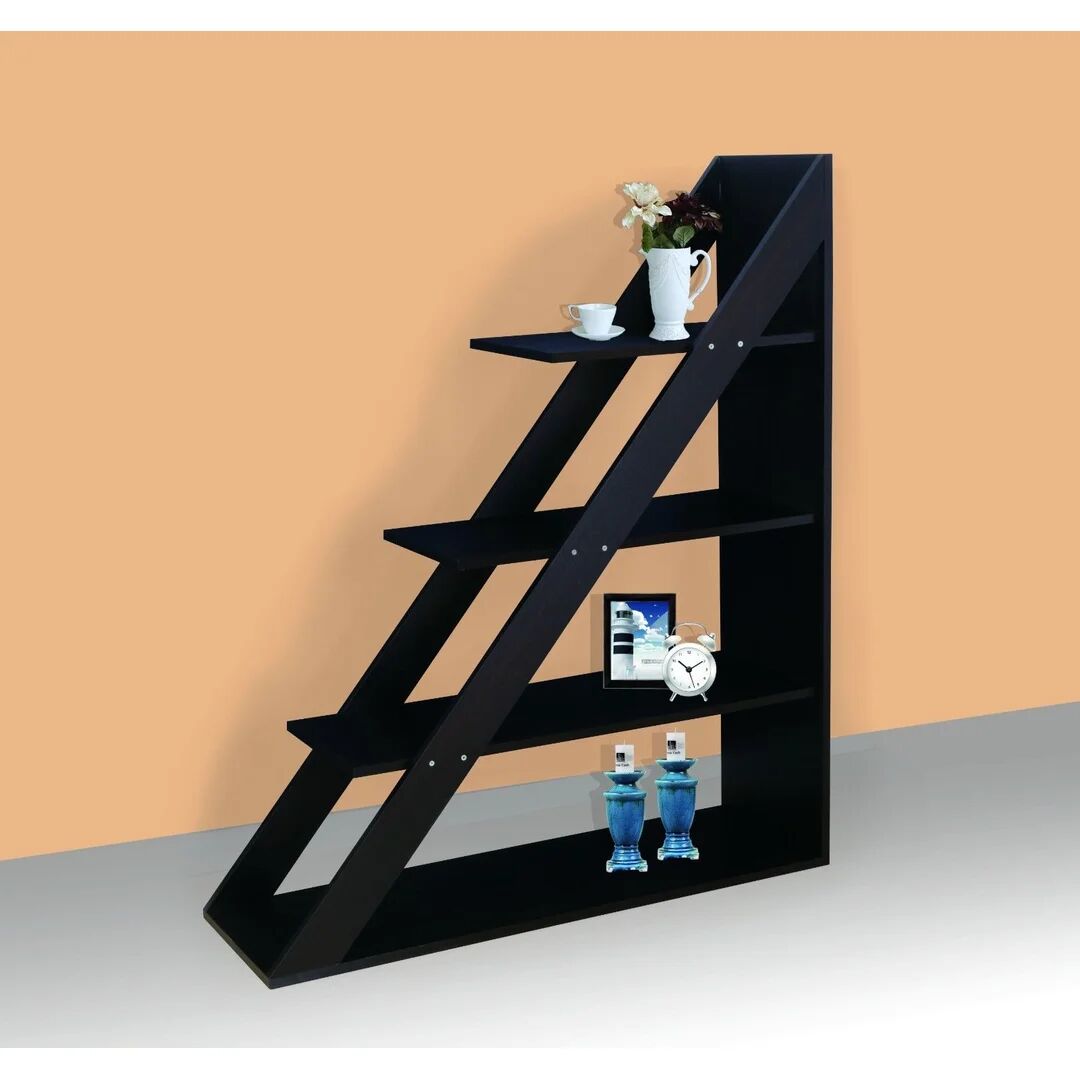 Photos - Wall Shelf spot on dealz Ladder Bookcase black/brown 141.5 H x 120.0 W x 38.5 D cm