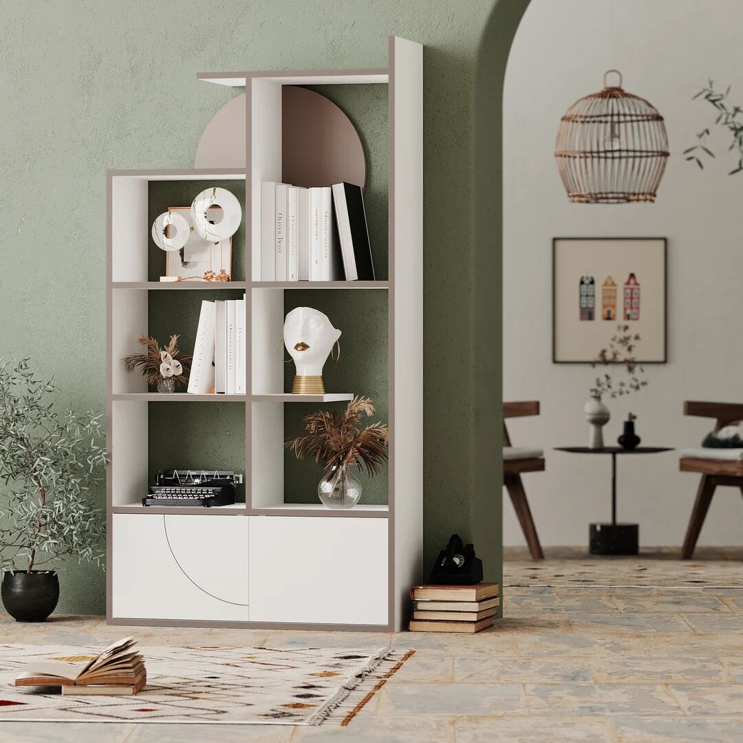 Photos - Wall Shelf Latitude Run Ostara Bookcase white/brown 165.0 H x 85.0 W x 30.0 D cm