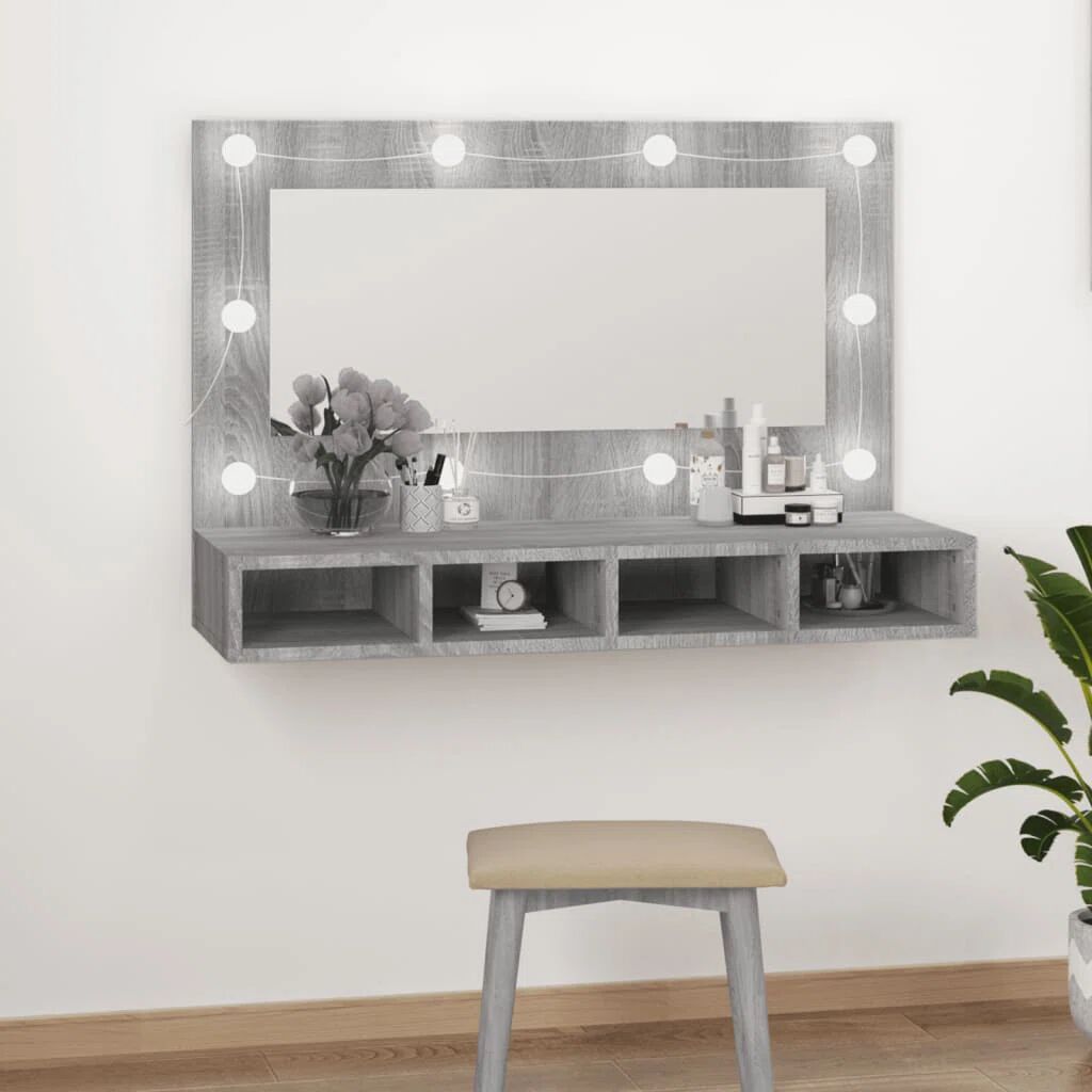 Photos - Dressing Table 17 Stories Maahi Mirror Cabinet with LED gray