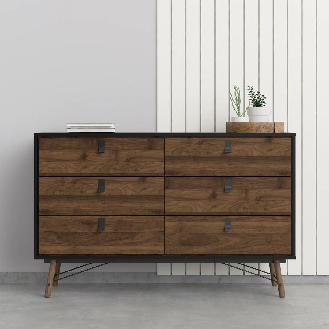 Photos - Dresser / Chests of Drawers Hykkon Iker 6 Drawer Chest black/brown 94.8 H x 150.3 W x 42.0 D cm