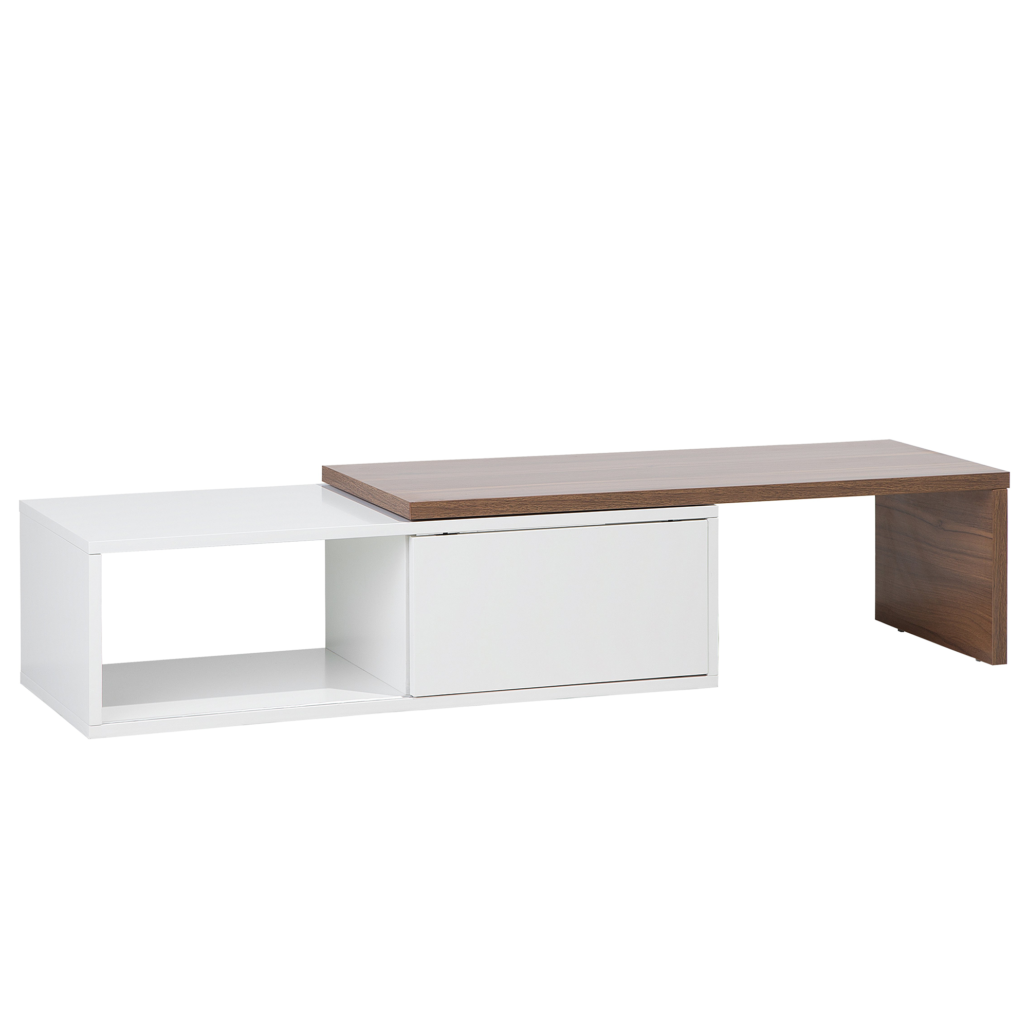 Beliani TV Stand Light Wood and White MDF for up to 70 ʺ Extending Top Media Unit Material:MDF Size:40x32x110-159