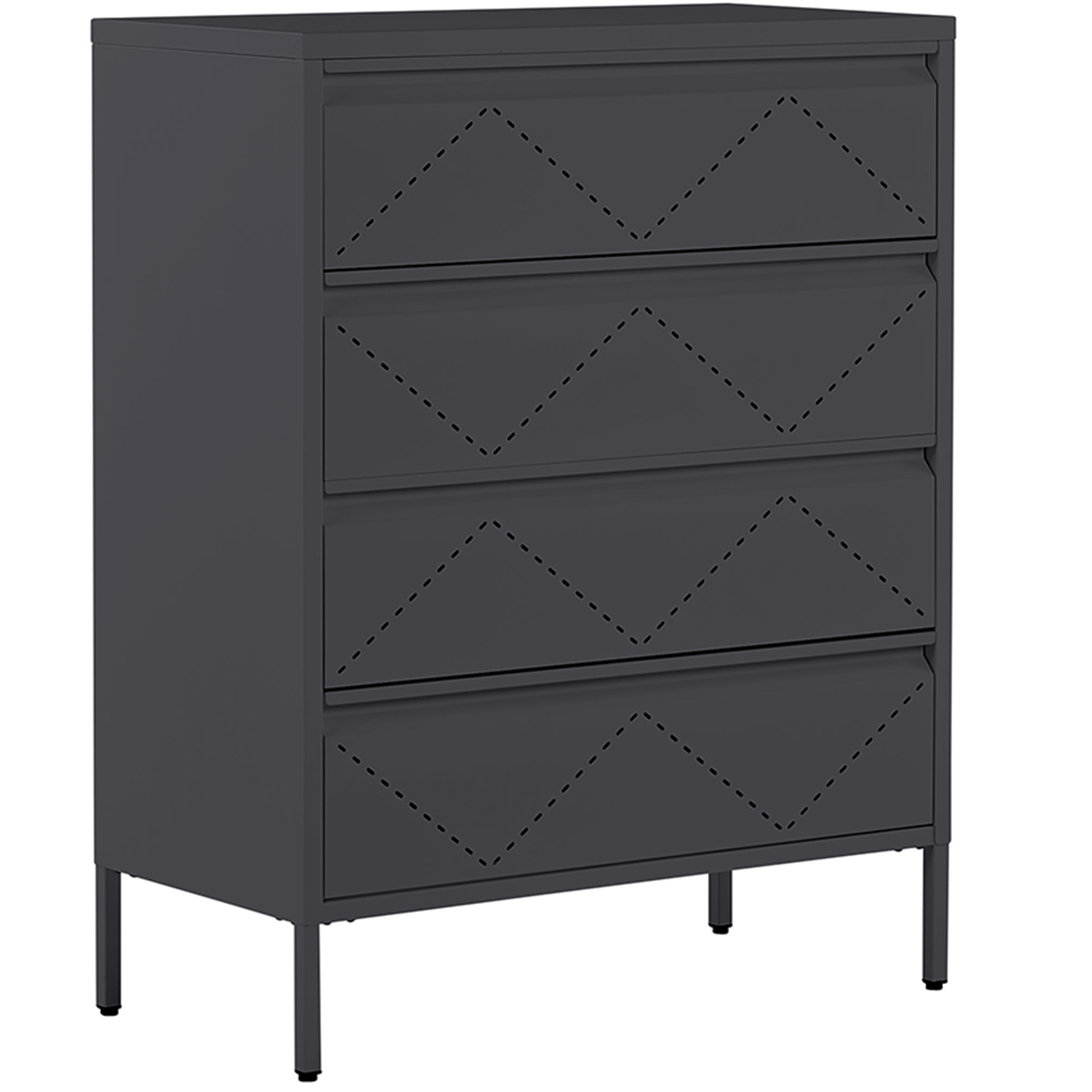 Beliani 4 Drawer Chest Black Metal Steel Storage Cabinet Industrial Style for Office Living Room Material:Steel Size:40x102x80