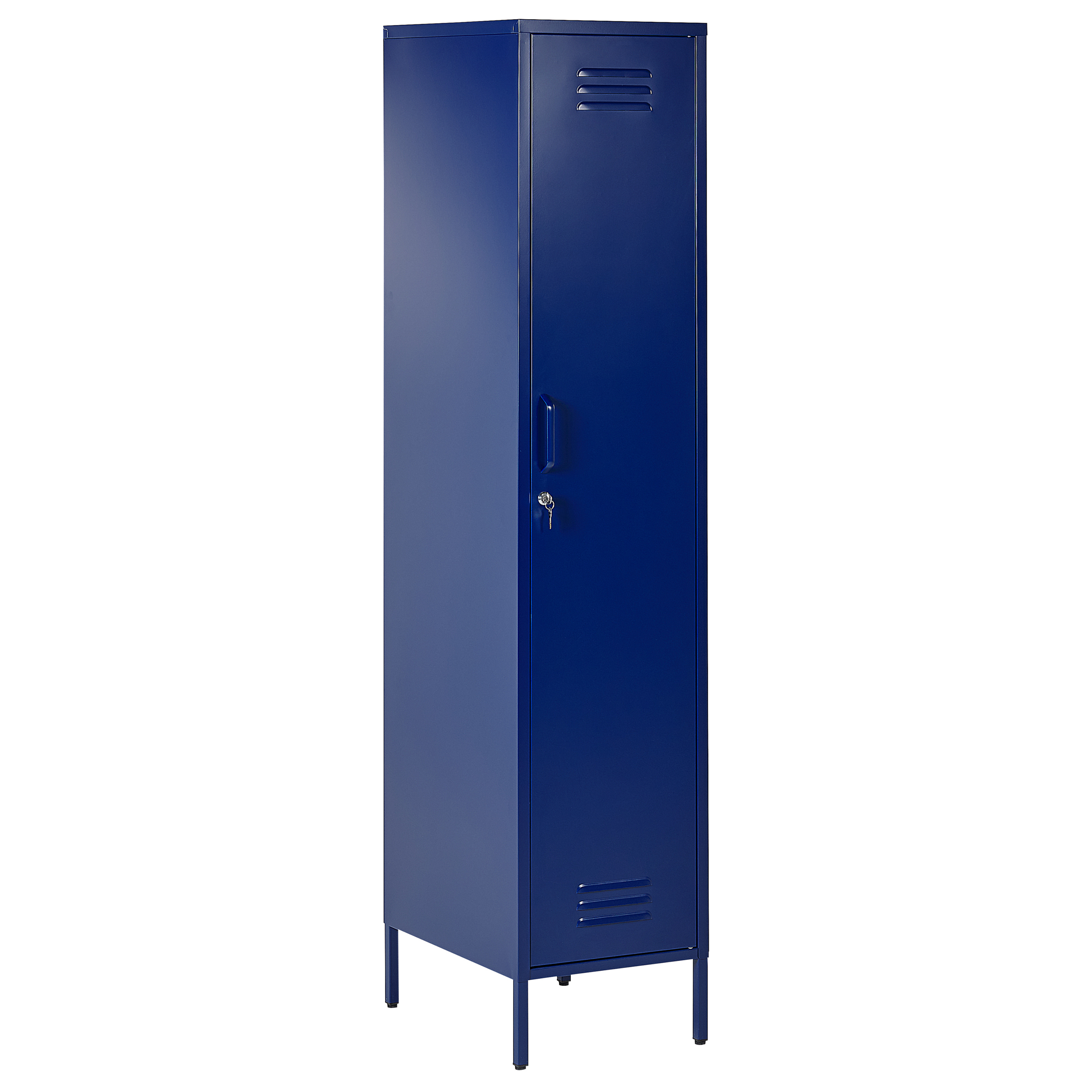 Beliani Storage Cabinet Navy Blue Metal Locker with 5 Shelves and Rail Modern Home Office Material:Steel Size:50x185x38