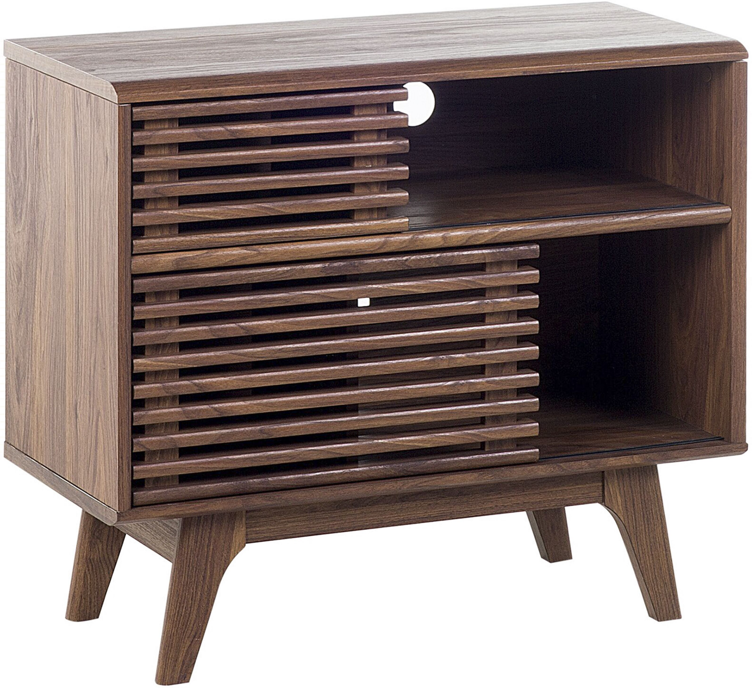 Beliani TV Stand Dark Wood Storage Shelf Cabinet Cable Management Modern Material:MDF Size:35x69x79