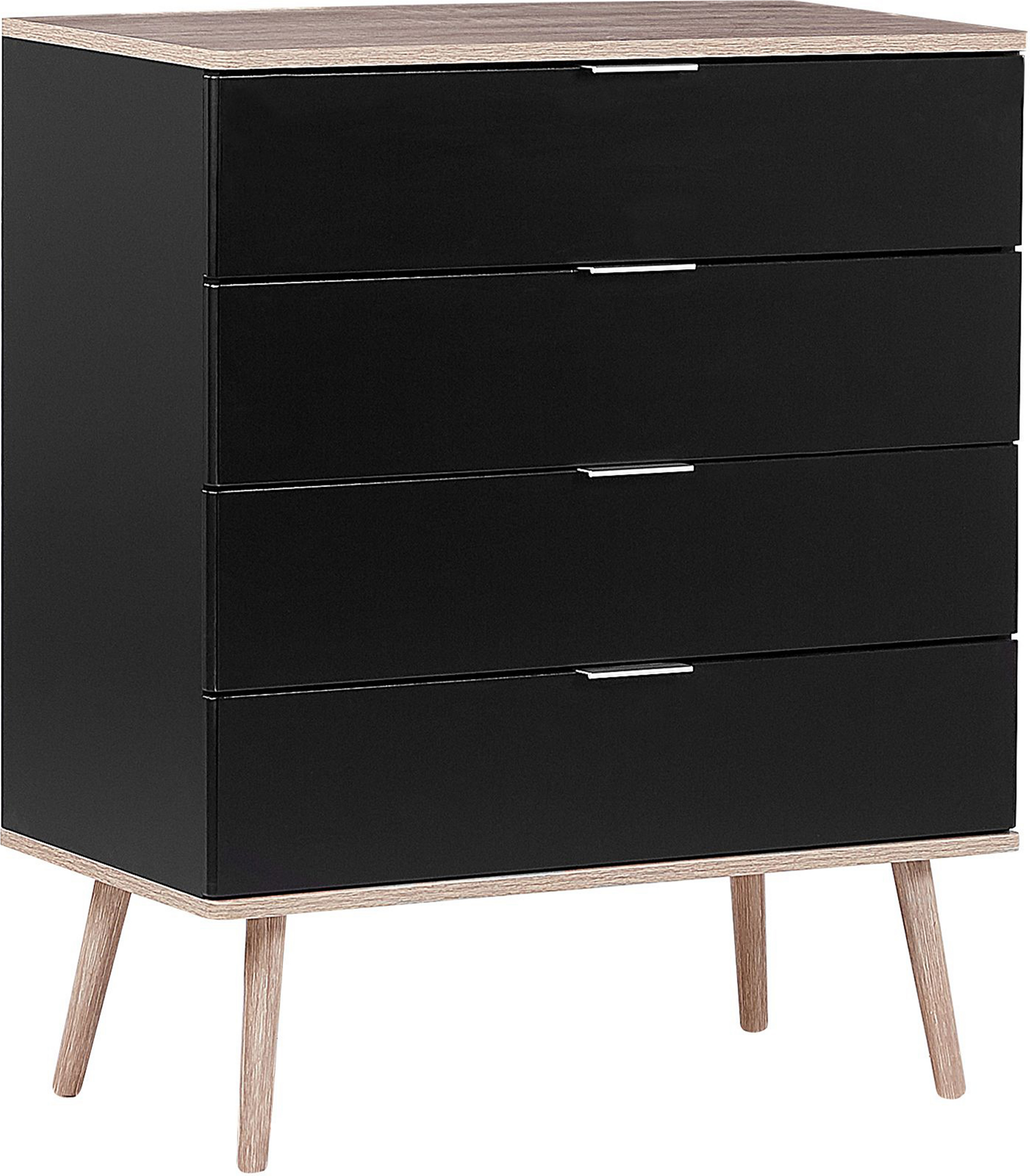 Beliani Chest of Drawers Black Sideboard with 4 Drawers 93 x 79 cm Living Room Bedroom Hallway Storage Cabinet Scandinavian Style