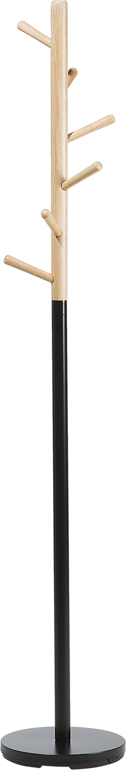 Beliani Coat Stand Light Wood With Black Jacket Rack Freestanding Hallway