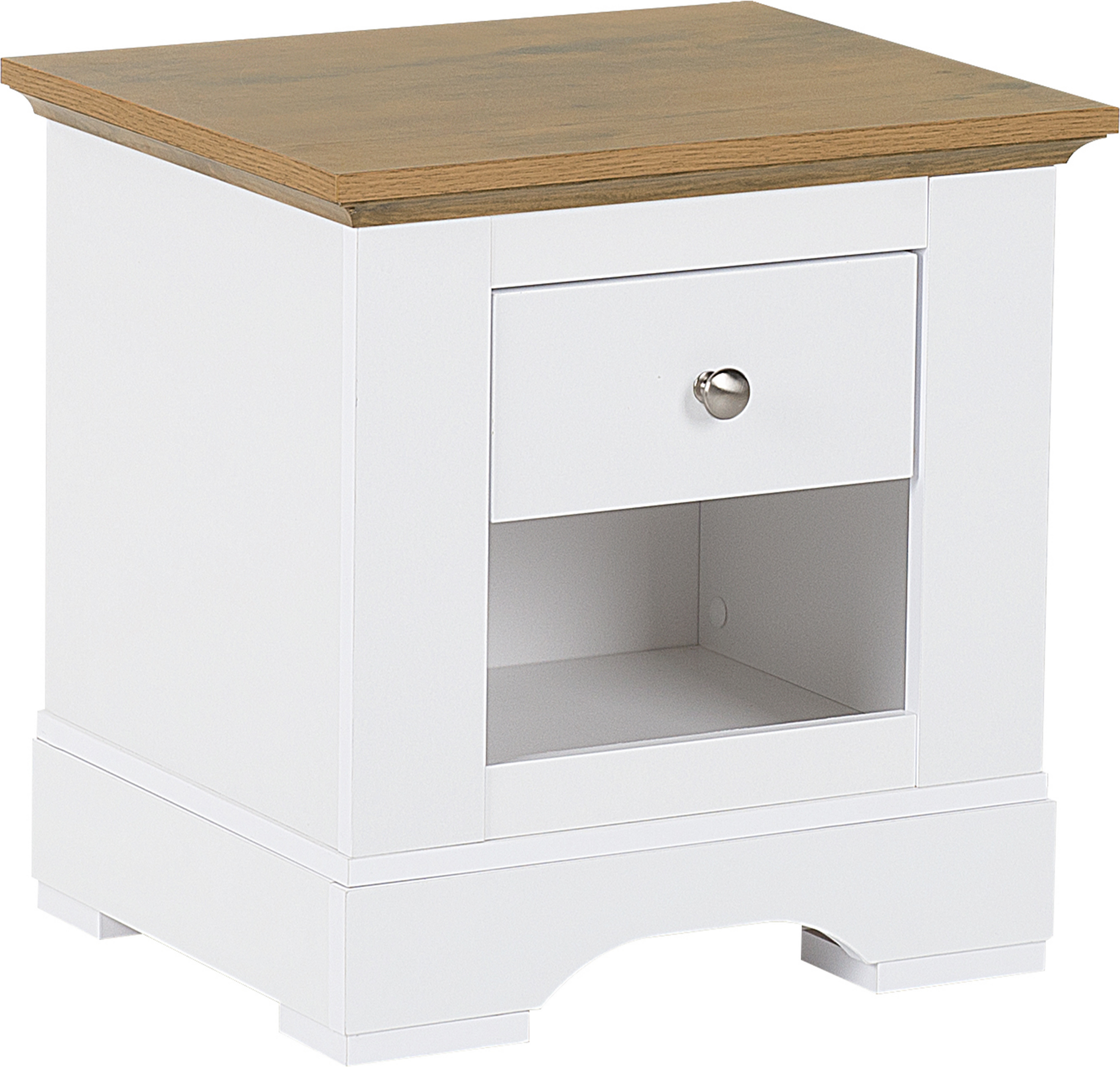 Beliani Bedside Table Nightstand White 1 Drawer Minimalist